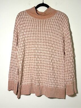 Knox Rose Fall Mock Neck Textured Knit Sweater | Pink Terracotta Cream Medium